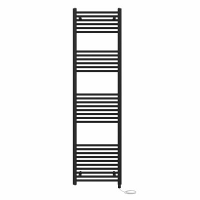 Right Radiators Prefilled Electric Straight Heated Towel Rail Bathroom Ladder Warmer RadsBlack 1800X500 mm from B&Q