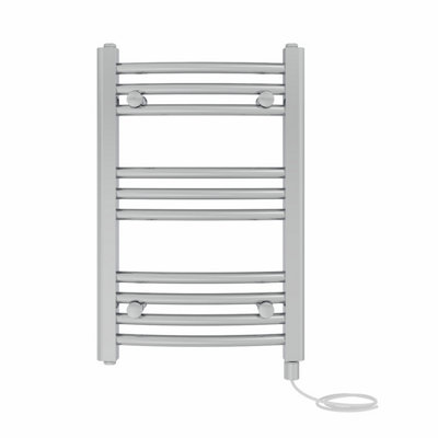Right Radiators Prefilled Electric Curved Heated Towel Rail Bathroom Ladder Warmer RadsChrome 600X400 mm from B&Q