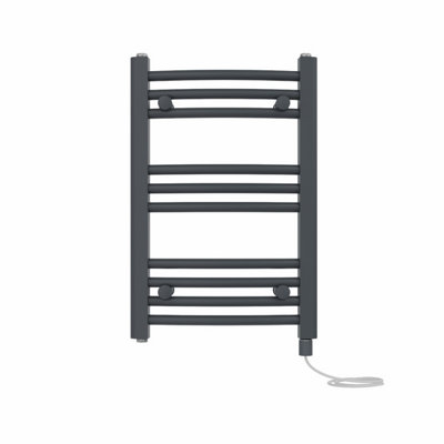 Right Radiators Prefilled Electric Curved Heated Towel Rail Bathroom Ladder Warmer RadsAnthracite 600X400 mm from B&Q