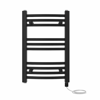 Right Radiators Prefilled Electric Curved Heated Towel Rail Bathroom Ladder Warmer RadsBlack 600X400 mm from B&Q