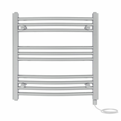 B&Q -  Prefilled Electric Curved Heated Towel Rail Bathroom Ladder Warmer RadsChrome 600X600 mm