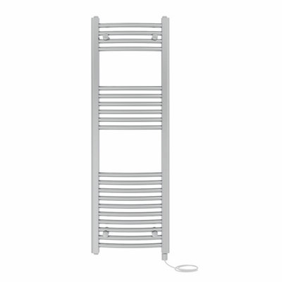 B&Q -  Prefilled Electric Curved Heated Towel Rail Bathroom Ladder Warmer RadsChrome 1200X400 mm