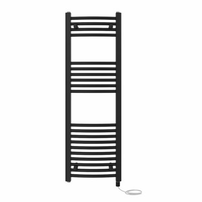 Right Radiators Prefilled Electric Curved Heated Towel Rail Bathroom Ladder Warmer RadsBlack 1200X400 mm from B&Q