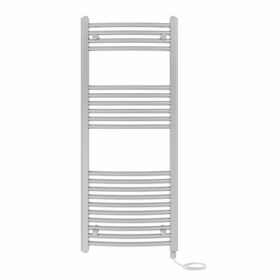 B&Q -  Prefilled Electric Curved Heated Towel Rail Bathroom Ladder Warmer RadsChrome 1200X500 mm