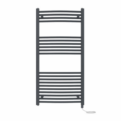 Right Radiators Prefilled Electric Curved Heated Towel Rail Bathroom Ladder Warmer RadsAnthracite 1200X600 mm from B&Q