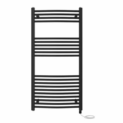 Right Radiators Prefilled Electric Curved Heated Towel Rail Bathroom Ladder Warmer RadsBlack 1200X600 mm from B&Q