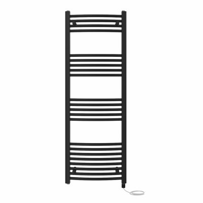 Right Radiators Prefilled Electric Curved Heated Towel Rail Bathroom Ladder Warmer RadsBlack 1400X500 mm from B&Q