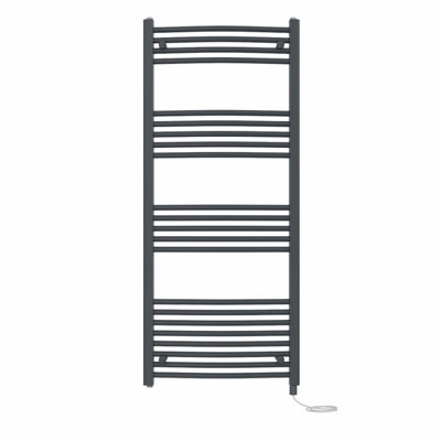 Right Radiators Prefilled Electric Curved Heated Towel Rail Bathroom Ladder Warmer RadsAnthracite 1400X600 mm from B&Q