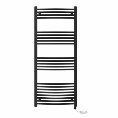 Right Radiators Prefilled Electric Curved Heated Towel Rail Bathroom Ladder Warmer RadsBlack 1400X600 mm from B&Q