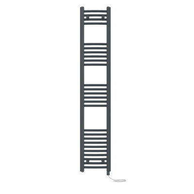 B&Q -  Prefilled Electric Curved Heated Towel Rail Bathroom Ladder Warmer RadsAnthracite 1600X300 mm