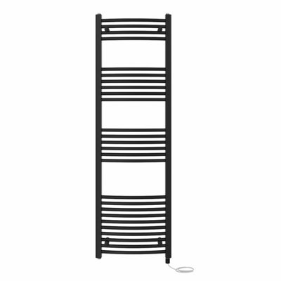Right Radiators Prefilled Electric Curved Heated Towel Rail Bathroom Ladder Warmer RadsBlack 1600X500 mm from B&Q