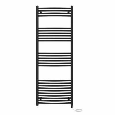 Right Radiators Prefilled Electric Curved Heated Towel Rail Bathroom Ladder Warmer RadsBlack 1600X600 mm from B&Q