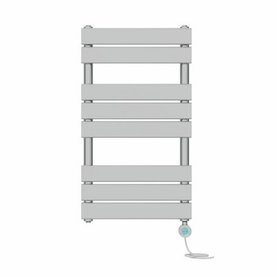 B&Q -  Prefilled Thermostatic Electric Heated Towel Rail Flat Panel Bathroom Ladder WarmerChrome 800X450 mm