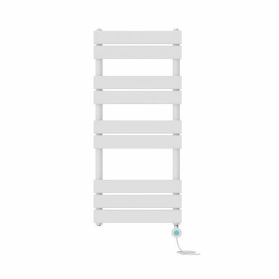 B&Q -  Prefilled Thermostatic Electric Heated Towel Rail Flat Panel Bathroom Ladder WarmerWhite 1000X450 mm