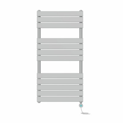 B&Q -  Prefilled Thermostatic Electric Heated Towel Rail Flat Panel Bathroom Ladder WarmerChrome 1200X600 mm