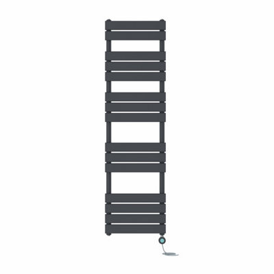 B&Q -  Prefilled Thermostatic Electric Heated Towel Rail Flat Panel Bathroom Ladder WarmerAnthracite 1600X450 mm