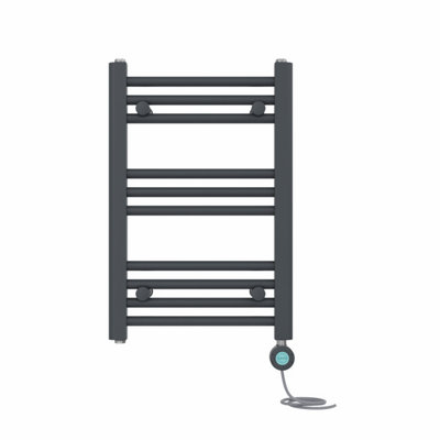 B&Q -  Prefilled Thermostatic Electric Heated Towel Rail Straight Bathroom Ladder WarmerAnthracite 600X400 mm