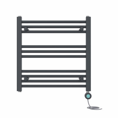 B&Q -  Prefilled Thermostatic Electric Heated Towel Rail Straight Bathroom Ladder WarmerAnthracite 600X600 mm
