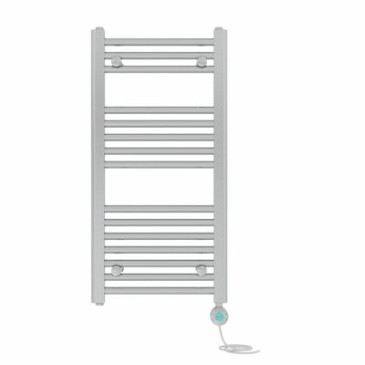 B&Q -  Prefilled Thermostatic Electric Heated Towel Rail Straight Bathroom Ladder WarmerChrome 800X400 mm