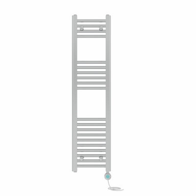 B&Q -  Prefilled Thermostatic Electric Heated Towel Rail Straight Bathroom Ladder WarmerChrome 1200X300 mm