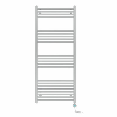 B&Q -  Prefilled Thermostatic Electric Heated Towel Rail Straight Bathroom Ladder WarmerChrome 1400X600 mm
