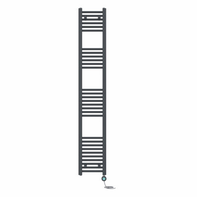 B&Q -  Prefilled Thermostatic Electric Heated Towel Rail Straight Bathroom Ladder WarmerAnthracite 1800X300 mm