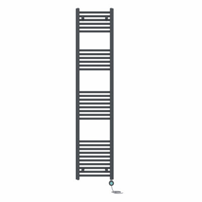 B&Q -  Prefilled Thermostatic Electric Heated Towel Rail Straight Bathroom Ladder WarmerAnthracite 1800X400 mm