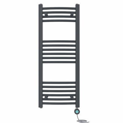 B&Q -  Prefilled Thermostatic Electric Heated Towel Rail Curved Bathroom Ladder WarmerAnthracite 1000X400 mm