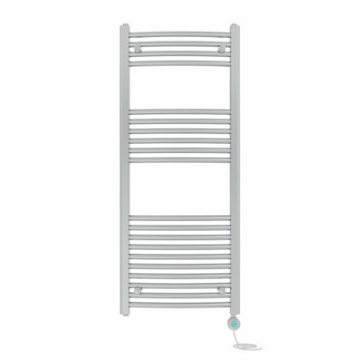 B&Q -  Prefilled Thermostatic Electric Heated Towel Rail Curved Bathroom Ladder WarmerChrome 1200X500 mm