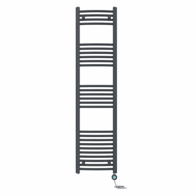 Right Radiators Prefilled Thermostatic Electric Heated Towel Rail Curved Bathroom Ladder Warmer - 1600X400 Mm Anthracite