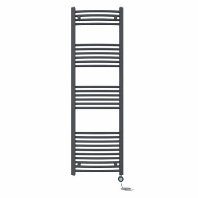B&Q -  Prefilled Thermostatic Electric Heated Towel Rail Curved Bathroom Ladder WarmerAnthracite 1600X500 mm