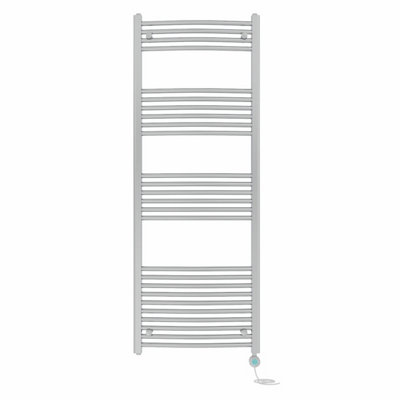 B&Q -  Prefilled Thermostatic Electric Heated Towel Rail Curved Bathroom Ladder WarmerChrome 1600X600 mm