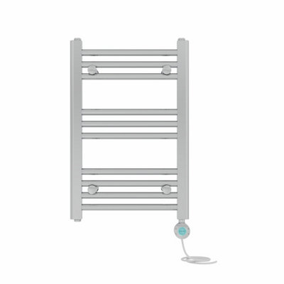 B&Q -  Prefilled Thermostatic Wifi Electric Heated Towel Rail Straight Bathroom Ladder WarmerChrome 600X400 mm
