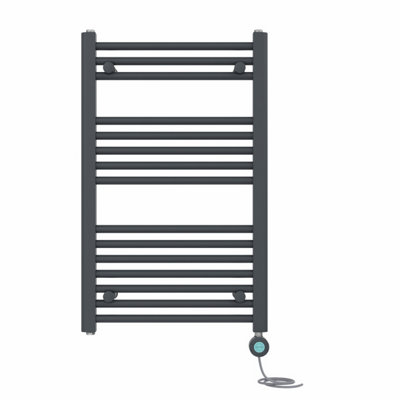 B&Q -  Prefilled Thermostatic Wifi Electric Heated Towel Rail Straight Bathroom Ladder WarmerAnthracite 800X500 mm
