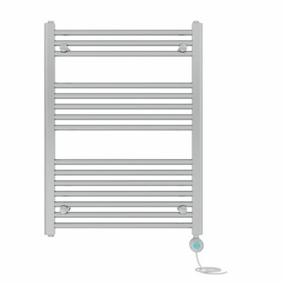B&Q -  Prefilled Thermostatic Wifi Electric Heated Towel Rail Straight Bathroom Ladder WarmerChrome 800X600 mm