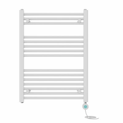 B&Q -  Prefilled Thermostatic Wifi Electric Heated Towel Rail Straight Bathroom Ladder WarmerWhite 800X600 mm