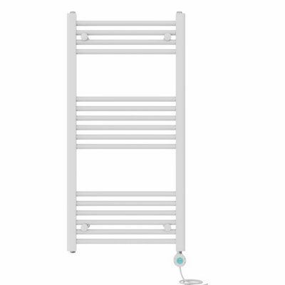 B&Q -  Prefilled Thermostatic Wifi Electric Heated Towel Rail Straight Bathroom Ladder WarmerWhite 1000X500 mm