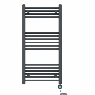 B&Q -  Prefilled Thermostatic Wifi Electric Heated Towel Rail Straight Bathroom Ladder WarmerAnthracite 1000X500 mm