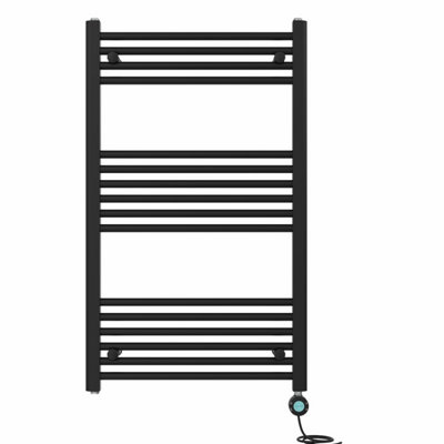 Right Radiators Prefilled Thermostatic Wifi Electric Heated Towel Rail Straight Bathroom Ladder Warmer - 1000X600 Mm Black