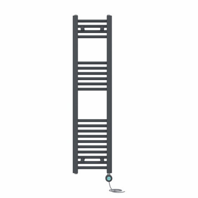 B&Q -  Prefilled Thermostatic Wifi Electric Heated Towel Rail Straight Bathroom Ladder WarmerAnthracite 1200X300 mm