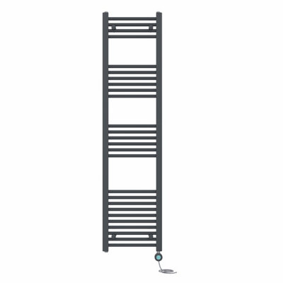 B&Q -  Prefilled Thermostatic Wifi Electric Heated Towel Rail Straight Bathroom Ladder WarmerAnthracite 1600X400 mm