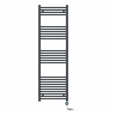 B&Q -  Prefilled Thermostatic Wifi Electric Heated Towel Rail Straight Bathroom Ladder WarmerAnthracite 1600X500 mm