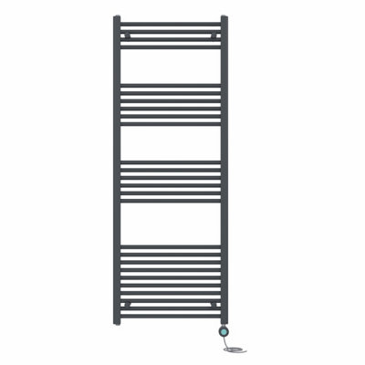 Right Radiators Anthracite Prefilled Thermostatic Wifi Electric Heated Towel Rail Straight Bathroom Ladder Warmer - 1600X600 Mm Size 24