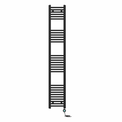 B&Q -  Prefilled Thermostatic Wifi Electric Heated Towel Rail Straight Bathroom Ladder WarmerBlack 1800X300 mm