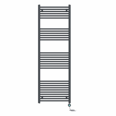 B&Q -  Prefilled Thermostatic Wifi Electric Heated Towel Rail Straight Bathroom Ladder WarmerAnthracite 1800X600 mm