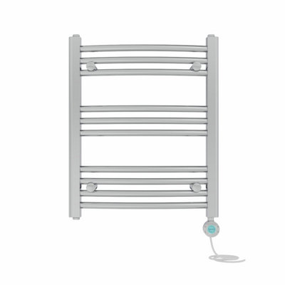 B&Q -  Prefilled Thermostatic Wifi Electric Heated Towel Rail Curved Bathroom Ladder WarmerChrome 600X500 mm