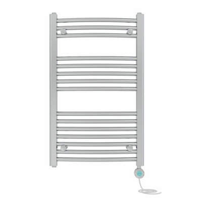 B&Q -  Prefilled Thermostatic Wifi Electric Heated Towel Rail Curved Bathroom Ladder WarmerChrome 800X500 mm