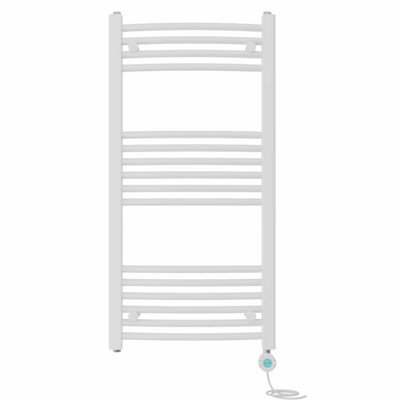 B&Q -  Prefilled Thermostatic Wifi Electric Heated Towel Rail Curved Bathroom Ladder WarmerWhite 1000X500 mm