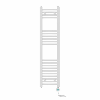 B&Q -  Prefilled Thermostatic Wifi Electric Heated Towel Rail Curved Bathroom Ladder WarmerWhite 1200X300 mm
