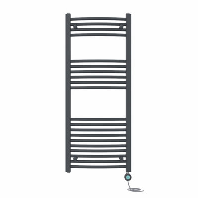 B&Q -  Prefilled Thermostatic Wifi Electric Heated Towel Rail Curved Bathroom Ladder WarmerAnthracite 1200X500 mm